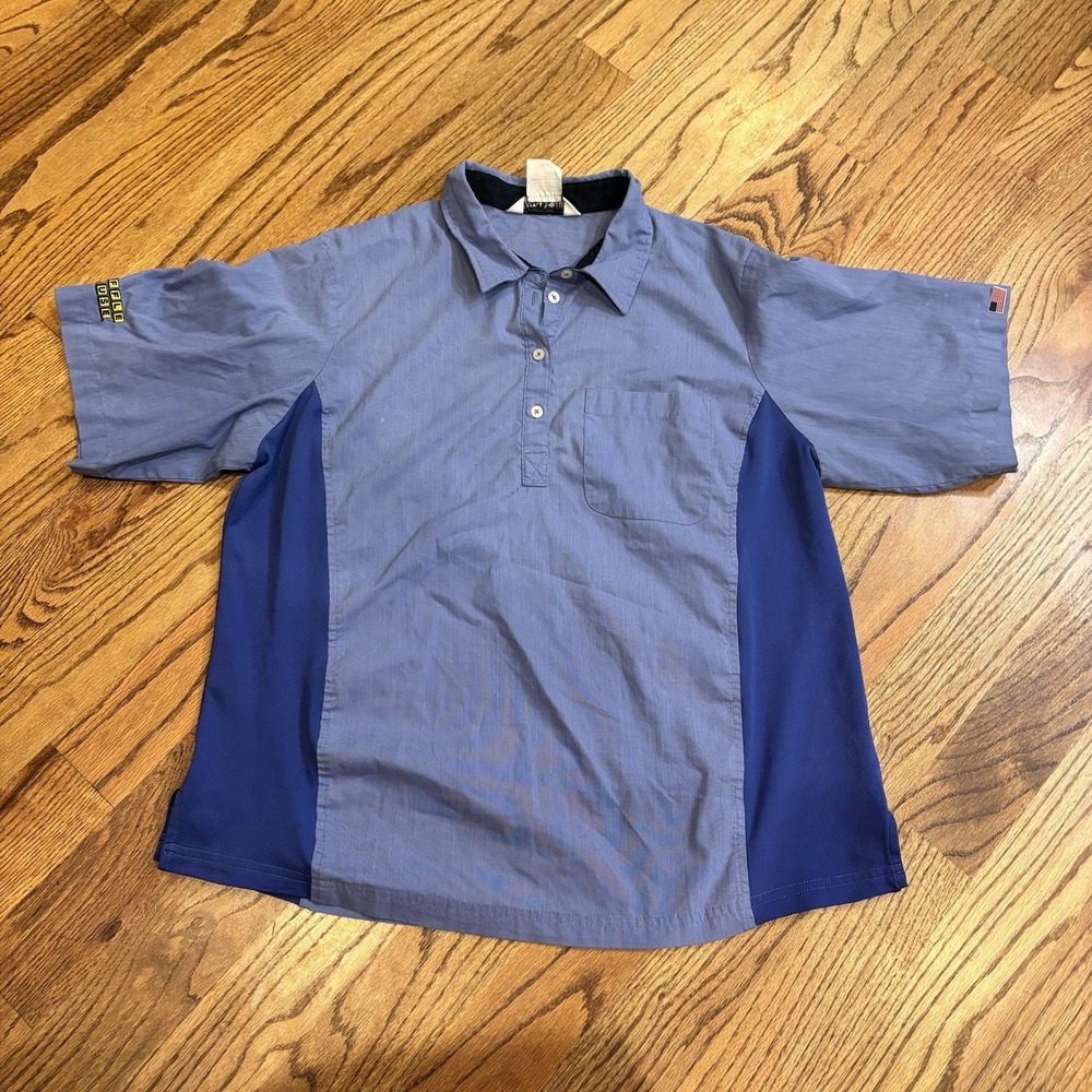 Waffle House Womens XL Employee Uniform Shirt Blue Short Sleeve Server Work Polo